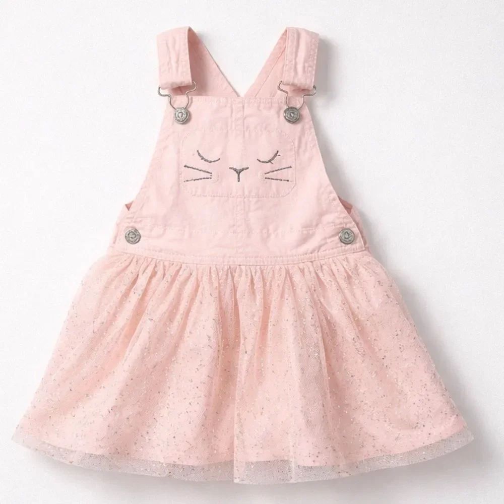 OshKosh B’Gosh Pink bunny and tail tulle skirt overall dress size 24 months
